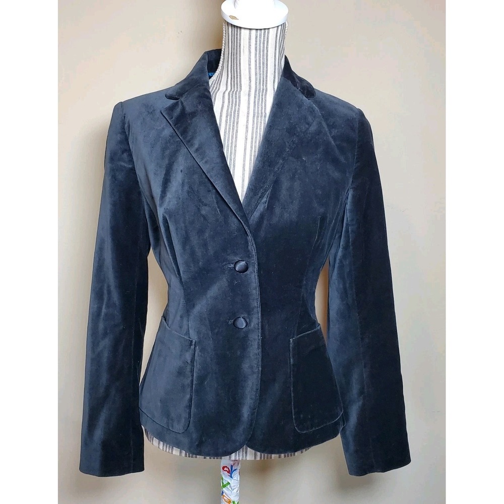 Banana Republic Velvet Blazer Womens size 0 Jacket Charcoal Career Holiday
